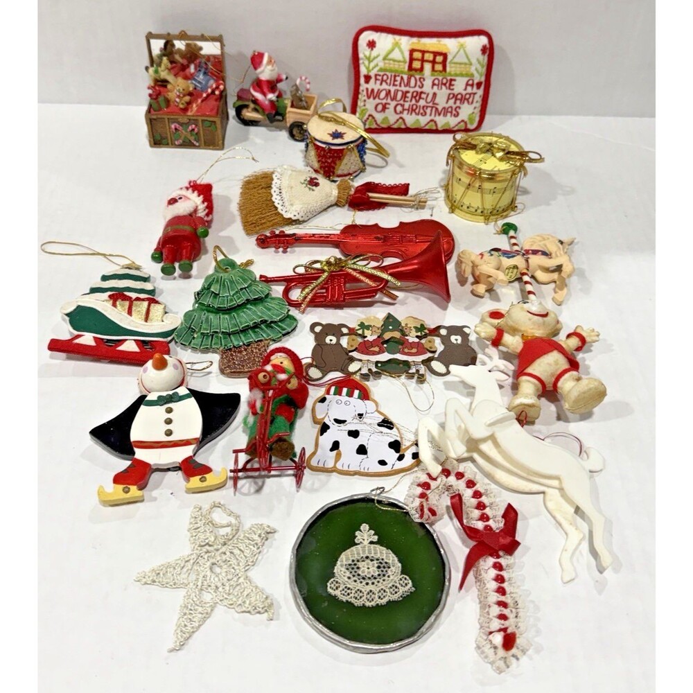 Vintage Christmas Ornaments Bulk Lot 20 Mixed Theme Reseller ESTATE FIND
